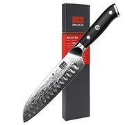 SHAN ZU Cuchillo Santoku Damasco, 18cm Cuchillo de Cocina Japones