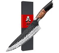 SHAN ZU: Cuchillo japonés forjado a mano, cuchillo de cocina de 20 cm, 7 capas de acero al carbono de alta calidad, cuchillo de chef profesional afilado, cuchillo Gyuto, cuchillo multiusos, cuchillo p