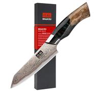 SHAN ZU Cuchillo Monador Damasco de Cobre y Acero 33 capas, Cuchillo para Pelar Damasco, Cuchillo Pelador de Cocina Japonés Forjado a Mano con Mango de Madera de Arce - VENUS Series