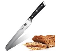 SHAN ZU Cuchillo Panero 20cm, Cuchillo Cocina Serrada de Acero Inoxidable Alemán 5Cr15MOV, Mango de Madera Ergonómico, Cuchillo Sierra para Cortar Panes Caseros, Tostada, Pasteles - CLASSIC Series