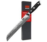 SHAN ZU Cuchillo Panero Damasco 20cm, Cuchillo de Pan con Hoja Dentada | Acero Japonés 10Cr15MOV de 67 Capas, Cuchillo de Cocina Profesional para Pan, Mango de G10 - PRO Series
