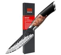 SHAN ZU Cuchillo para Pelar Japonés Forjado a Mano, Cuchillo Pelador de Cocina 9,5 cm, 7 Capas Cuchillo Monador Afilado de Acero 10Cr15MOV, Cuchillo para Pelar Fruta, Mango de Madera de Arce