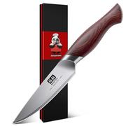 SHAN ZU Cuchillo Pelador 10 cm Japonés, Cuchillo Puntilla Monador | 5 Capas Forjado Acero 10Cr15MoV 62 HRC, Cuchillo para Fruta, Mango de Pakka