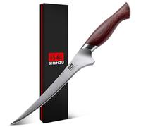 SHAN ZU Cuchillo Pescado 18cm, Cuchillo Deshuesador Japonés | 5 Capas Forjado Acero 10Cr15MoV, Hoja Ultra Afilada 12°, Mango de Madera Pakka
