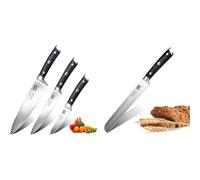 SHAN ZU Juego de 3 Piezas de Cuchillos de Cocina, de Chef de Acero Inoxidable Alemán & Cuchillo Para Pan de Acero Inoxidable 20 cm Cuchillo de pan Cuchillo de Cocina