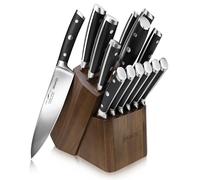 SHAN ZU - Juego de cuchillos de cocina con bloque, 14 piezas, profesional de alto carbono alemán, juego de cuchillos con sacapuntas, juegos de cuchillos para cocina con bloque