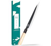 SHANGDAO Cuchillo Sashimi de sushi de 25 cm - Cuchillo de corte de carne y cuchillo Yanagiba, fileteado y corte de pescado, acero alemán y mango de madera tradicional, caja de regalo