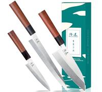 SHANGDAO Juego de cuchillos de cocina japoneses, cuchillo de sushi Gyuto de 3 piezas, cuchillos de cocina utilitarios Deba-5 de 10" Yanagiba-7", acero inoxidable alemán de primera calidad