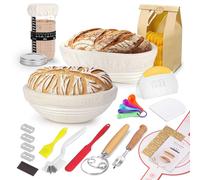 SHANNA Banetones Para Pan, 15 Piezas Kit Completo de Panadero, Cesta Fermentacion Pan de Redondas y Ovaladas, Kit Masa Madre Adecuado Para Principiantes y Panaderos (15PCS)