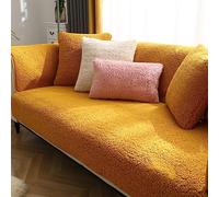 SHANNA - Funda de borreguito sintético para sofá de 1, 2, 3 o 4 plazas, universal, antideslizante, en L, supersuave y antipolvo, para salón (amarillo, 90 x 160 cm, asiento).
