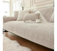 SHANNA Leche Terciopelo Funda Sofa 2 y 3 Plazas Ajustable Chaise Long Protector Cubre Sofa, Grandes Fundas Sofá Antideslizante Universal, Fundas de Sofá Súper Suave para Mascota, Caqui 90 * 240cm