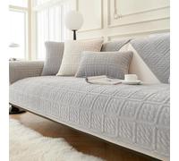 SHANNA Leche Terciopelo Funda Sofa 2 y 3 Plazas Ajustable Chaise Long Protector Cubre Sofa, Grandes Fundas Sofá Antideslizante Universal, Fundas de Sofá Súper Suave para Mascota, Gris Claro 45 * 45cm