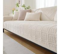 SHANNA Leche Terciopelo Funda Sofa 2 y 3 Plazas Ajustable Chaise Long Protector Cubre Sofa, Grandes Fundas Sofá Antideslizante Universal, Fundas de Sofá Súper Suave para Mascota, Crema 90 * 120cm