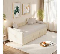 SHAODENG Cama de día 90 x 200, sofá cama con somier y reposabrazos, sofá cama de 2 plazas como cama juvenil o cama de invitados, sin colchón 5