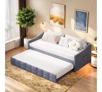 SHAODENG Cama de día 90 x 200, sofá cama con somier y reposabrazos, sofá cama de 2 plazas como cama juvenil o cama de invitados, sin colchón 4