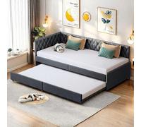 SHAODENG Cama de día 90 x 200, sofá cama con somier y reposabrazos, sofá cama de 2 plazas como cama juvenil o cama de invitados, sin colchón 3