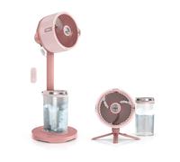 Shark FlexBreeze Pro FA300PK2 - Ventilador de niebla para interior y exterior, atomizador integrado, base de mesa, con cable o inalámbrico, batería de hasta 24 horas, oscilante, colorete,