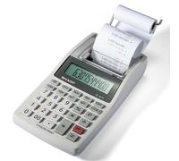 Sharp EL-1611 V - Mini calculadora de sobremesa (impresora, pantalla LCD de 12 dígitos, rollo de papel pequeño), color blanco