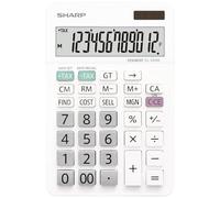 Sharp EL-334W - Calculadora de Escritorio (12 dígitos, Soporte Plegable, Solar), Color Blanco