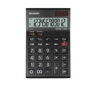 Sharp Calculadora EL125TWH — pantalla de 12 dígitos, solar y a pilas, negro