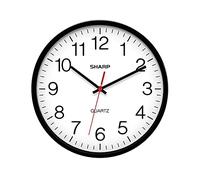 SHARP - Reloj de Pared, 25 cm, silencioso, sin tictac, Cuarzo de Calidad, Funciona con Pilas, Redondo, fácil de Leer, para casa, Cocina, Oficina, Aula, Escuela, Movimiento de Barrido, Negro