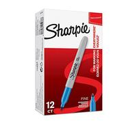 Sharpie 2025038 - Rotuladores permanentes, punta fina, caja de 12, color azul brillante