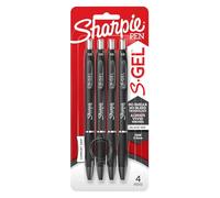 Sharpie Bolígrafos S-Gel | Punta fina de 0,5 mm | Bolígrafos de gel de tinta negra | Paquete de 4 | Agarre cómodo