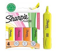 Sharpie Fluo XL subrayadores fluorescentes | punta biselada | Resaltadores fluorescentes de colores amarillorosanaranja y verde | paquete de 4 rotuladores