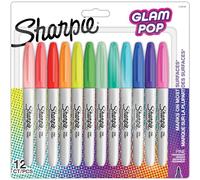 Sharpie Rotuladores permanentes Glam Pop Colores surtidos Punta fina 12 rotuladores