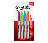 Sharpie - Juego de rotuladores permanentes, punta fina, color colores surtidos divertidos juego de 4