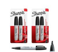 Sharpie Marcadores permanentes de punta de cincel, negro, paquete a granel de 4 (dos paquetes de 2) | Tinta audaz de secado rápido | Marcadores versátiles para uso industrial, oficina y hogar en metal
