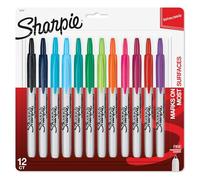 Sharpie Marcadores permanentes retráctiles de punta fina, colores surtidos, 12 unidades
