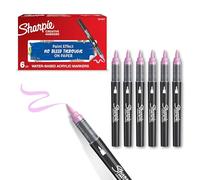 Sharpie Marcadores Rotuladores acrílicos creativos de con punta de pincel base agua | Escribe en la mayoría de superficies | Materiales de arte y manualidades | Rosa | 6 Piezas