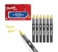 Sharpie Marcadores Rotuladores acrílicos creativos de con punta de pincel base agua | Escribe en la mayoría de superficies | Materiales de arte y manualidades | Amarillo | 6 Piezas