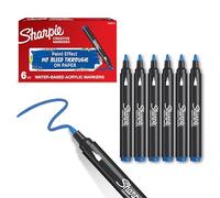 Sharpie Marcadores Rotuladores acrílicos creativos de con punta redonda base agua | Escribe en la mayoría de superficies | Materiales de arte y manualidades | Azul | 6 Piezas