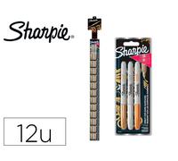 Sharpie Metallic Rotuladores Permanentes Punta Fina Oro, Plata y Bronce (12 Blisters de 3 unidades)