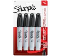 Sharpie® Permanent Markers, 5.3mm Chisel Tip, Black, 4/Pack, Sold as 1 Package