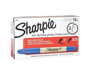 Sharpie Rotulador permanente de doble punta, punta fina y punta ultrafina, azul, (32003)
