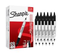 Sharpie Rotuladores permanentes doble punta, punta fina y ultrafina – Negro, caja 12