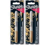 SHARPIE rotuladores metálicos permanentes | punta fina | tinta dorada | paquete de 2 marcador metálico