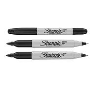 Sharpie Rotuladores permanentes de doble punta, tinta negra, puntas finas y ultrafinas, paquete de 3