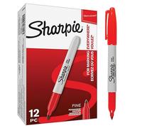 Sharpie Rotuladores permanentes punta fina rojo – Juego de 12, ideal para material escolar