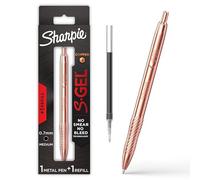 Sharpie S-Gel - Bolígrafo de gel, cuerpo de metal de cobre, punta media (0,7 mm), tinta negra, incluye 1 bolígrafo y 1 recambio de tinta adicional