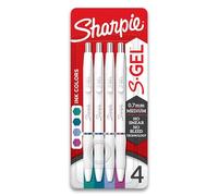 SHARPIE S-Gel - Bolígrafos de gel de barril de moda, cuerpo blanco perla, punta mediana (0.7 mm), surtido de colores brillantes digitales, 4 unidades
