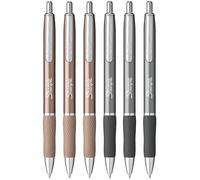 Sharpie S-Gel - Bolígrafos de gel de punta media de 0,7 mm, tinta negra, paquete de 6 bolígrafos de gel de barril de metal, gris acero y oro rosa