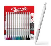 Sharpie S-Gel | Bolígrafos de Gel para Escritura | Punta Media (0,7mm) | Tintas de Colores Surtidos | Cuerpo Perla Blanca | 12 Unidades