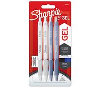 Sharpie S-Gel | Bolígrafos de gel | Punta mediana (0,7 mm) | Cuerpos azul hielo y blanco perla | Tinta negra y azul | 4 unidades