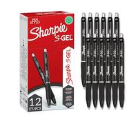 Sharpie S-Gel | Bolígrafos de gel | Punta mediana (0,7 mm) | Tinta negra | 12 unidades