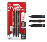 Sharpie S-Gel | Bolígrafos de gel | Punta mediana (0,7 mm) | Tinta negraroja y azul | 3 unidades