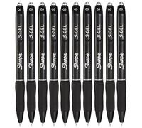 Sharpie S-Gel Bolígrafos | Punta fina de 0,5 mm | Tinta negra | Paquete de 10 | Bolígrafos de gel retráctiles | Agarre cómodo